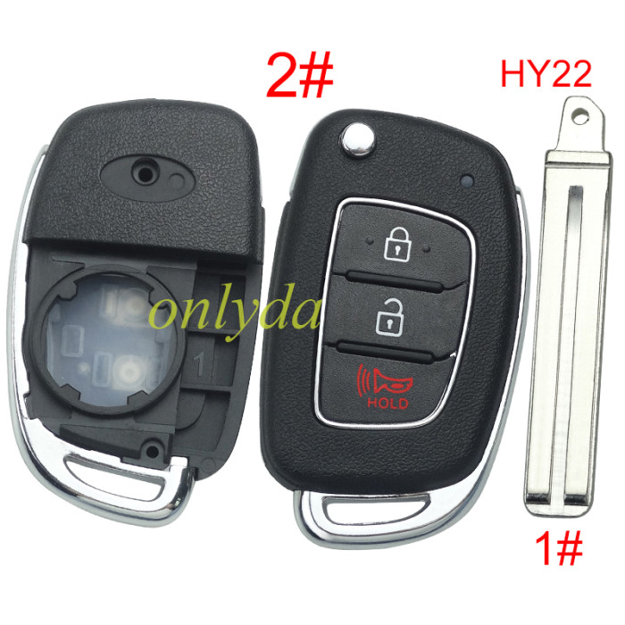 For Hyundai  remote key blank with badge， with HY22  blade,please choose the button