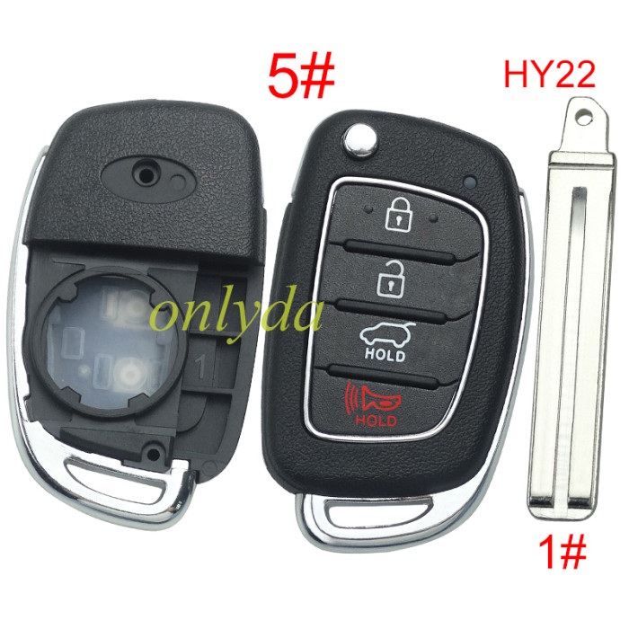 For Hyundai  remote key blank with badge， with HY22  blade,please choose the button