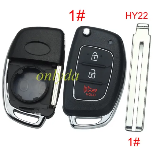 For Hyundai  remote key blank with badge ，Side With screws ，with HY22 blade,please choose the button