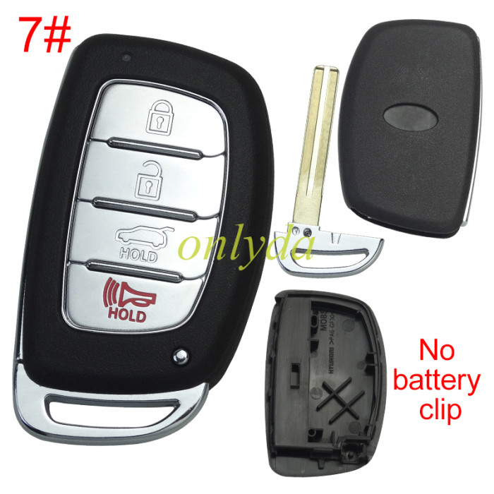 For Hyundai  remote key blank .no battery clip with badge , pls choose button