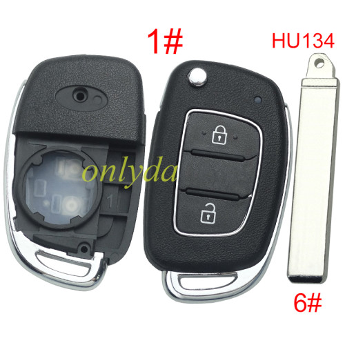 For Hyundai  remote key blank with badge,with HY134 blade,please choose the button