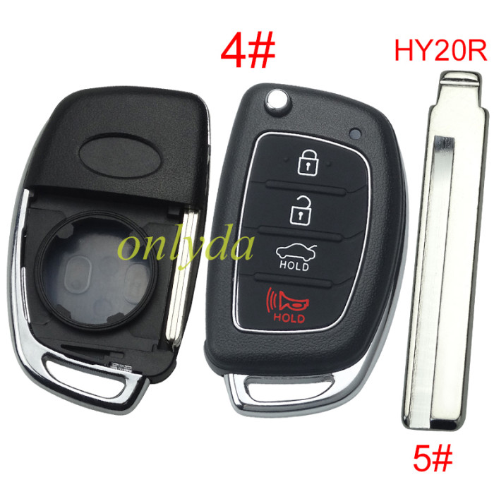 For Hyundai  remote key blank with badge ，Side With screws ,with HY20R Right blade,please choose the button