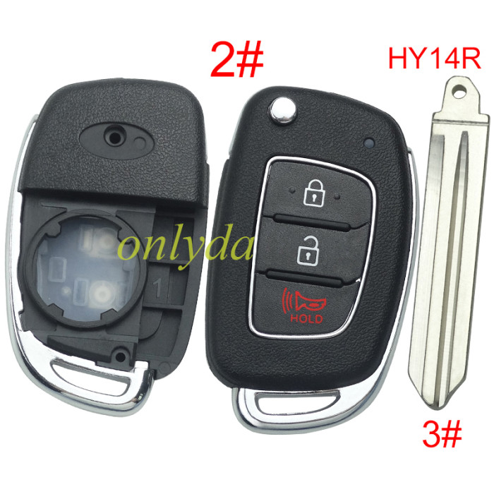 For Hyundai  remote key blank with badge,with HY14R blade,please choose the button