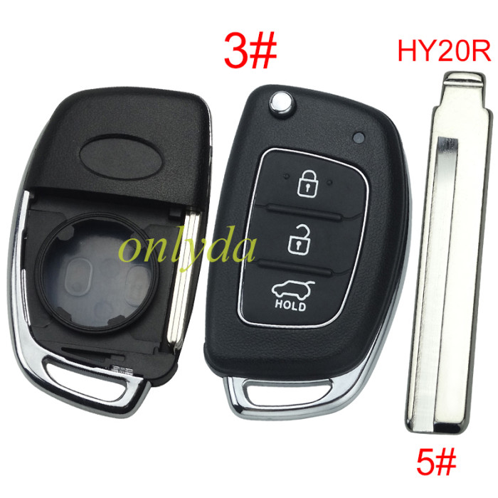 For Hyundai  remote key blank with badge ，Side With screws ,with HY20R Right blade,please choose the button