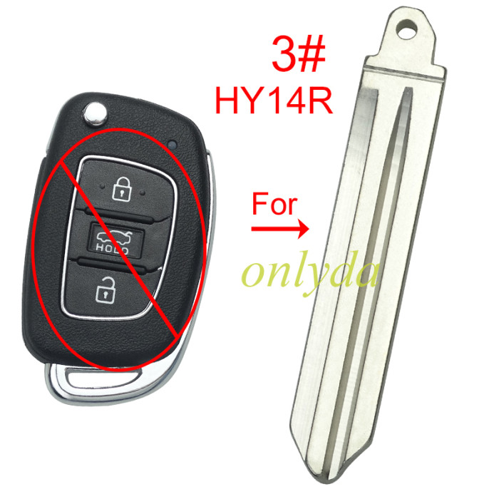 for Hyundai flip remote key blank blade , pls choose blade