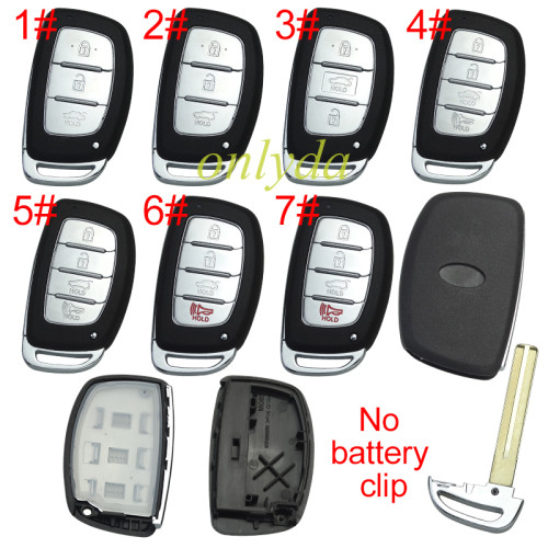 For Hyundai  remote key blank .no battery clip with badge , pls choose button
