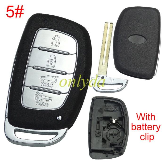 For Hyundai  remote key blank with battery clip with badge , pls choose button