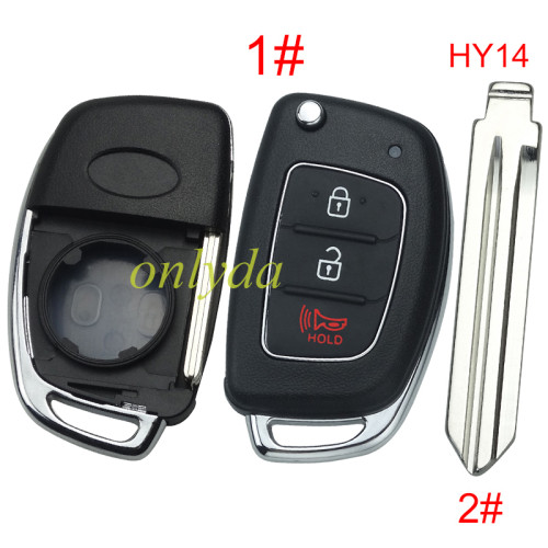For Hyundai  remote key blank with badge ，Side With screws ，with HY14 left  blade,please choose the button