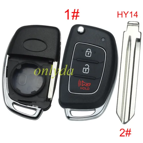 For Hyundai  remote key blank with badge ，Side With screws ，with HY14 left  blade,please choose the button