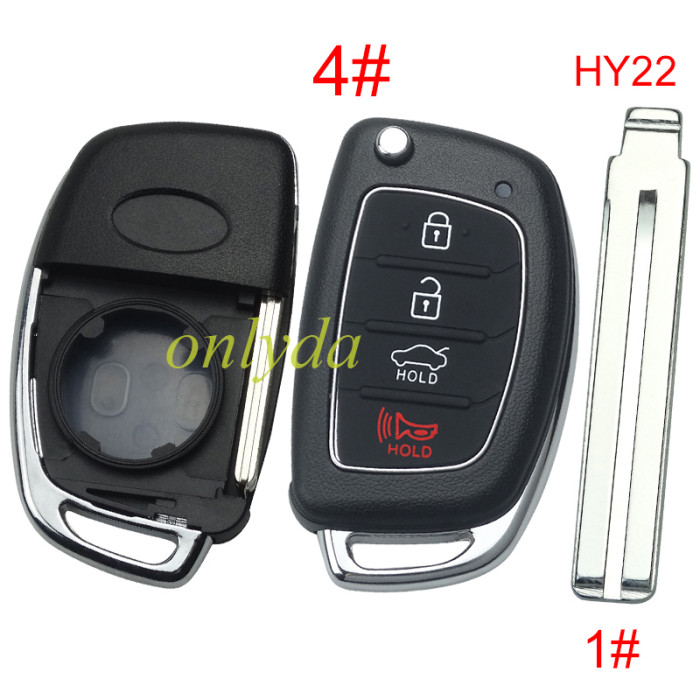 For Hyundai  remote key blank with badge ，Side With screws ，with HY22 blade,please choose the button