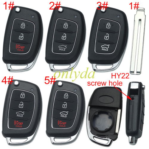 For Hyundai  remote key blank with badge ，Side With screws ，with HY22 blade,please choose the button