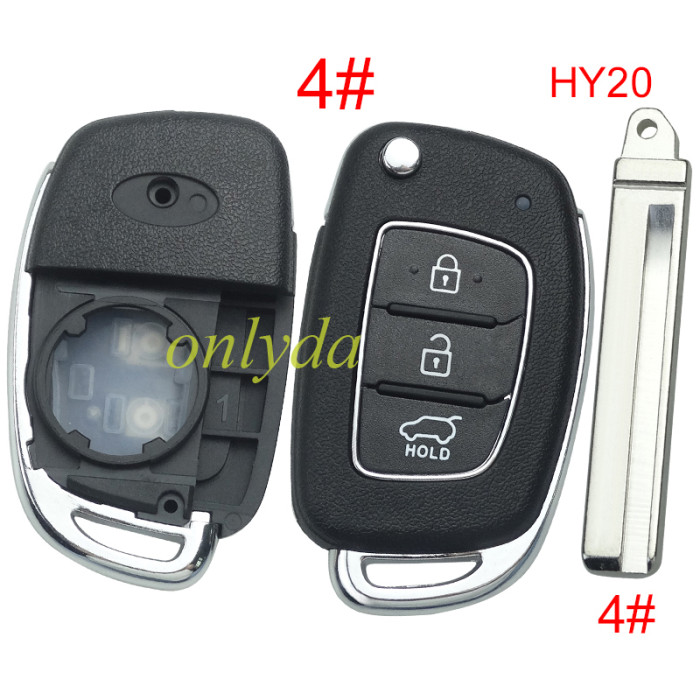 For Hyundai  remote key blank with badge,with HY20 blade,please choose the button