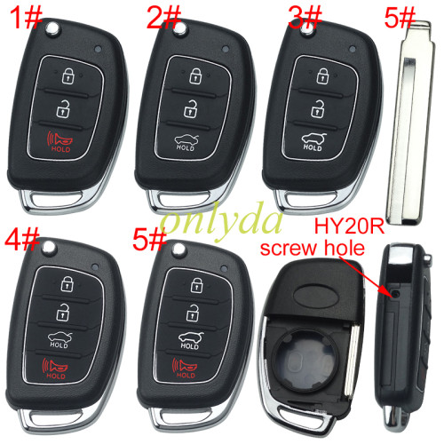 For Hyundai  remote key blank with badge ，Side With screws ,with HY20R Right blade,please choose the button