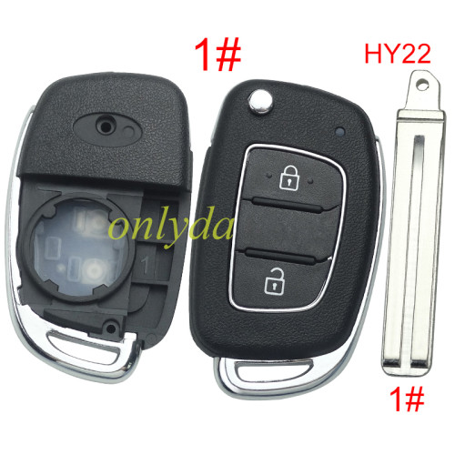 For Hyundai  remote key blank with badge， with HY22  blade,please choose the button