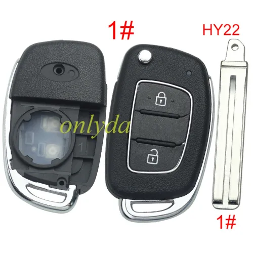 For Hyundai  remote key blank with badge， with HY22  blade,please choose the button