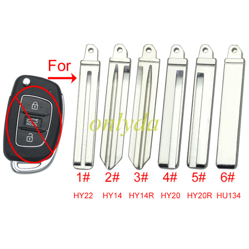 for Hyundai flip remote key blank blade , pls choose blade
