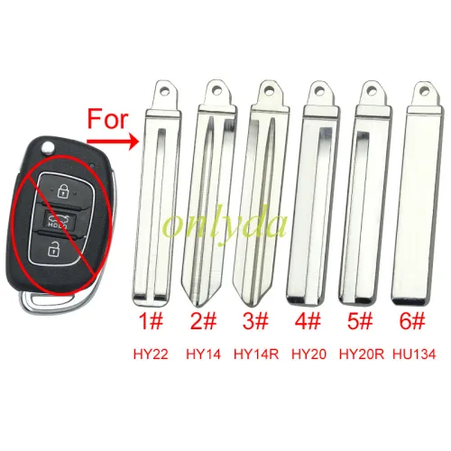 for Hyundai flip remote key blank blade , pls choose blade