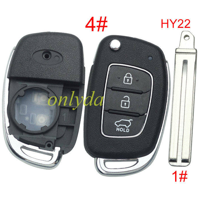 For Hyundai  remote key blank with badge， with HY22  blade,please choose the button