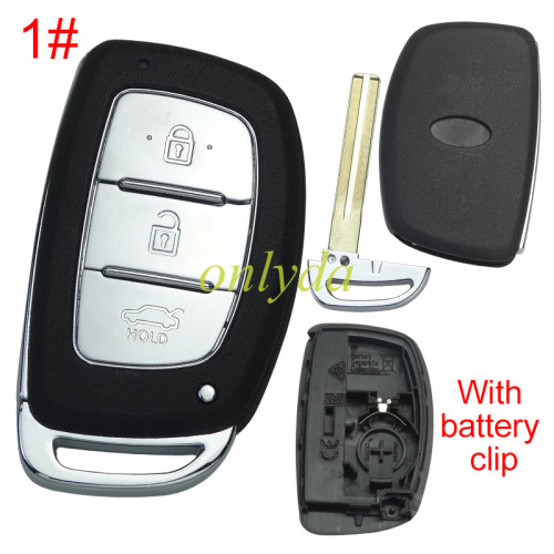 For Hyundai  remote key blank with battery clip with badge , pls choose button