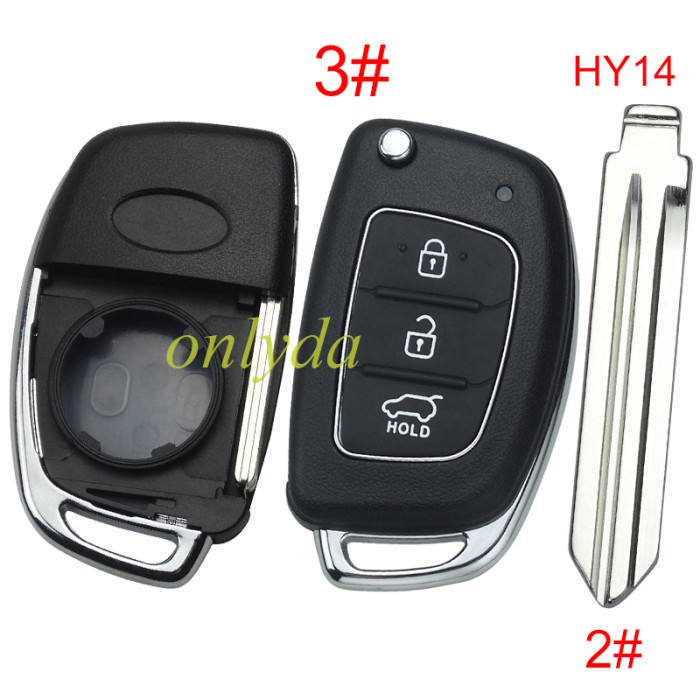 For Hyundai  remote key blank with badge ，Side With screws ，with HY14 left  blade,please choose the button