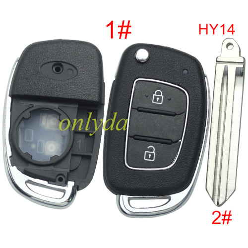 For Hyundai  remote key blank with badge,with HY14 blade,please choose the button