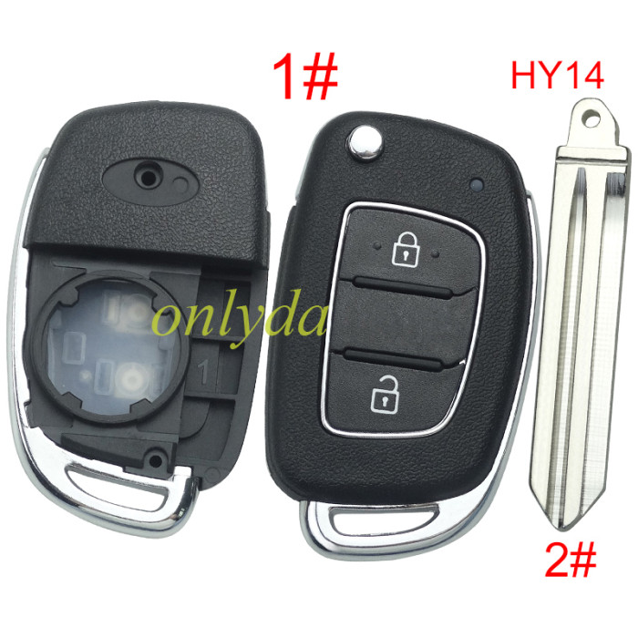 For Hyundai  remote key blank with badge,with HY14 blade,please choose the button