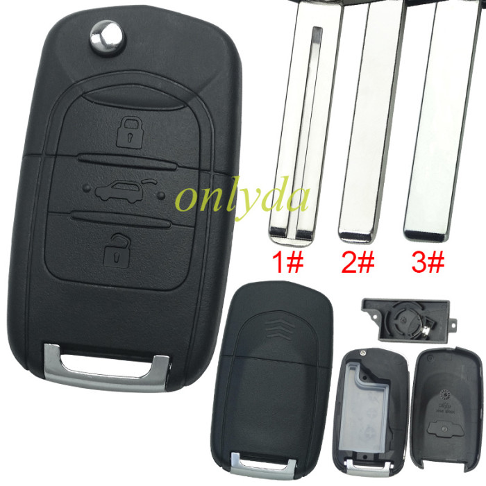 For Wuling 3 button remote key shell with badge, please select blade