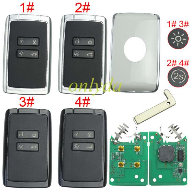 Keyless card for Renault Megane IV with 4button HITAG AES 4A chip -434mhz CMIIT ID:2014DJ3371 Espace V Megane IV 2016+ Renault Megane4 2016+ Renault Talisman 2016+ Renault Espace 5 2015+ Renault Kadjar with Badge
