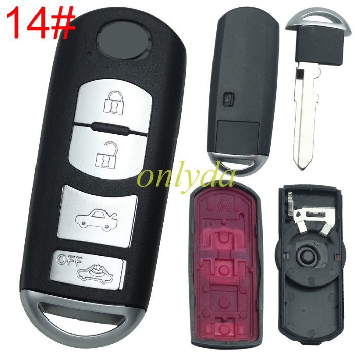 Mazda  remote key blank with blade ( 3parts)，with  original badge palce, pls choose the button