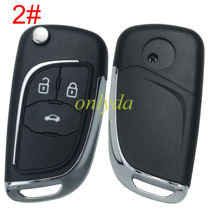 For Chevrolet modified folding remote  key shell  HU100 blade，with round  badge place, pls choose the button