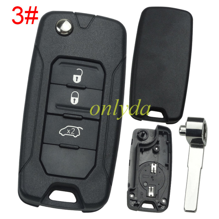 For Chrysler remote key shell, emergecy blade included, pls choose the button