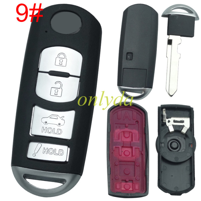 Mazda  remote key blank with blade ( 3parts)，with  original badge palce, pls choose the button