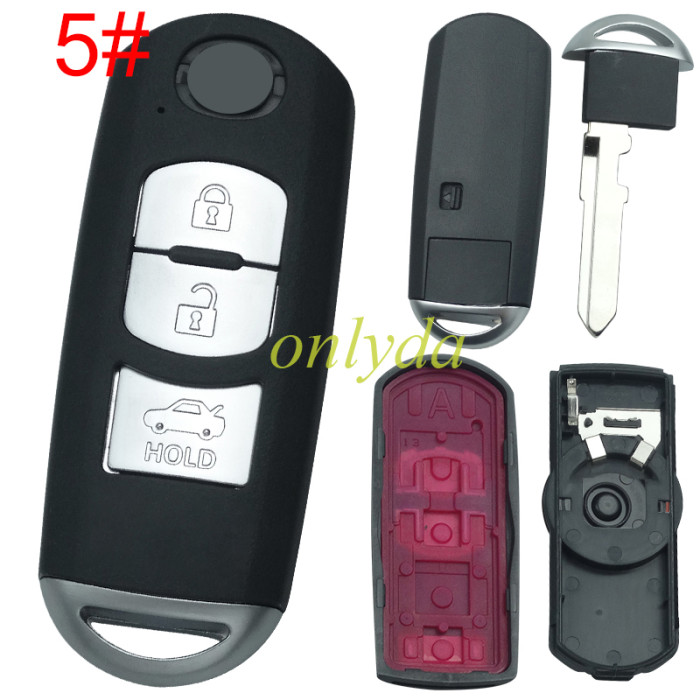 Mazda  remote key blank with blade ( 3parts)，with  original badge palce, pls choose the button