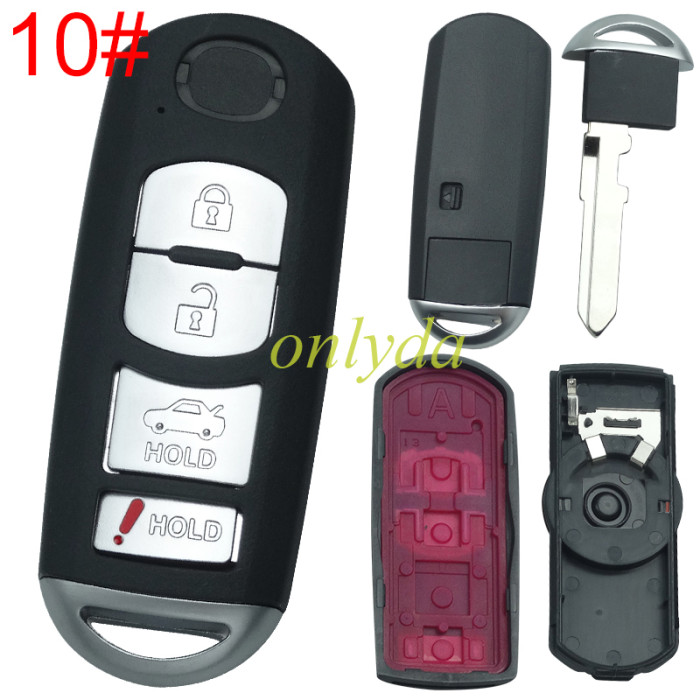 For Mazda  remote key blank with blade ( 3parts)，with  oval badge place, pls choose the button