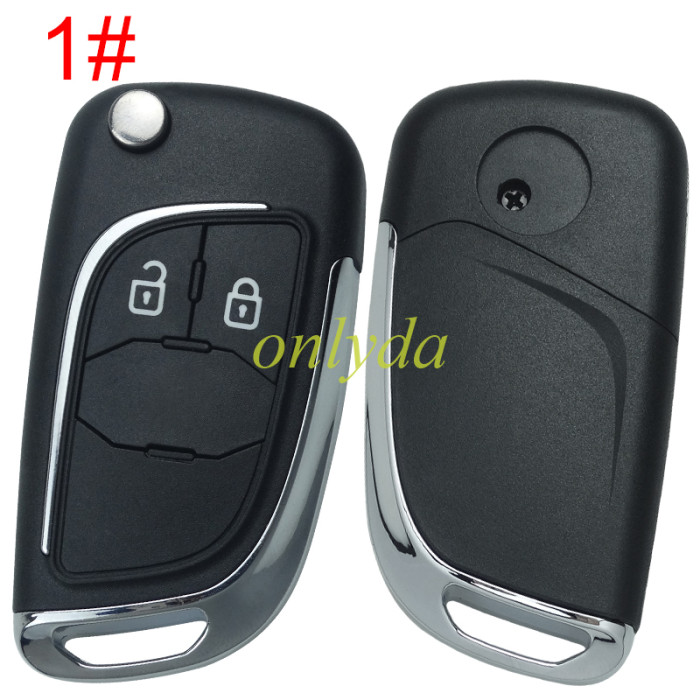 For Chevrolet modified folding remote  key shell  HU100 blade，with round  badge place, pls choose the button