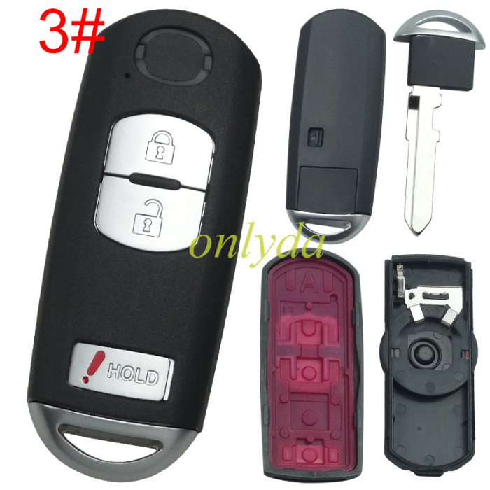 For Mazda  remote key blank with blade ( 3parts)，with  oval badge place, pls choose the button