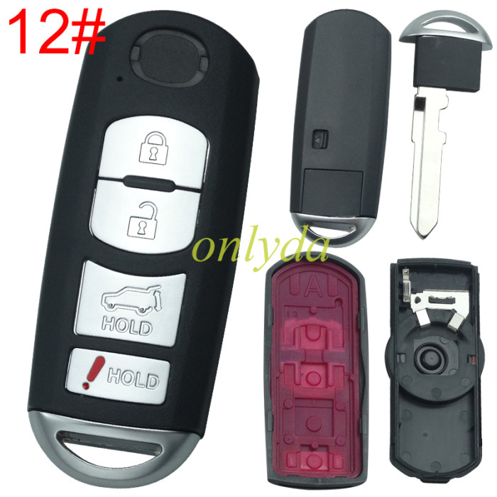 For Mazda  remote key blank with blade ( 3parts)，with  oval badge place, pls choose the button