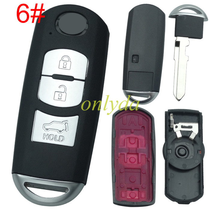 Mazda  remote key blank with blade ( 3parts)，with  original badge palce, pls choose the button