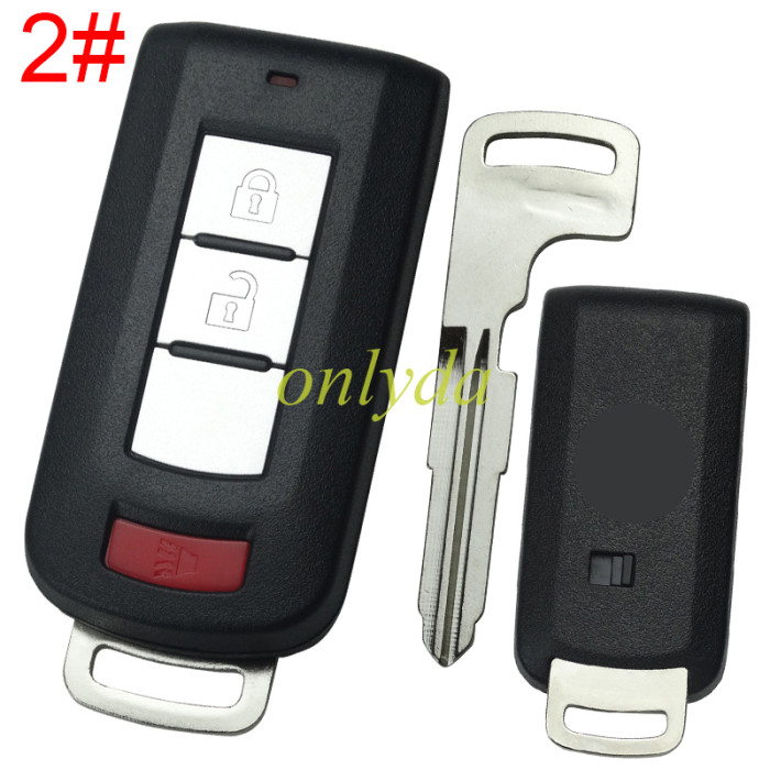 For Mitsubishi 2/2+1/3/3+1 button remote key shell with badge (please choose button )