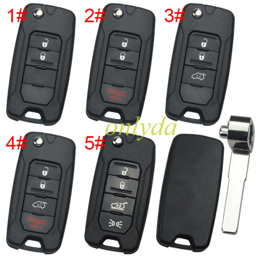 For Jeep Chrysler  remote key shell without badge, emergecy blade included, pls choose the button