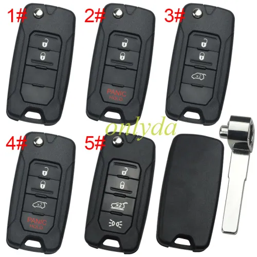 For Jeep Chrysler  remote key shell without badge, emergecy blade included, pls choose the button