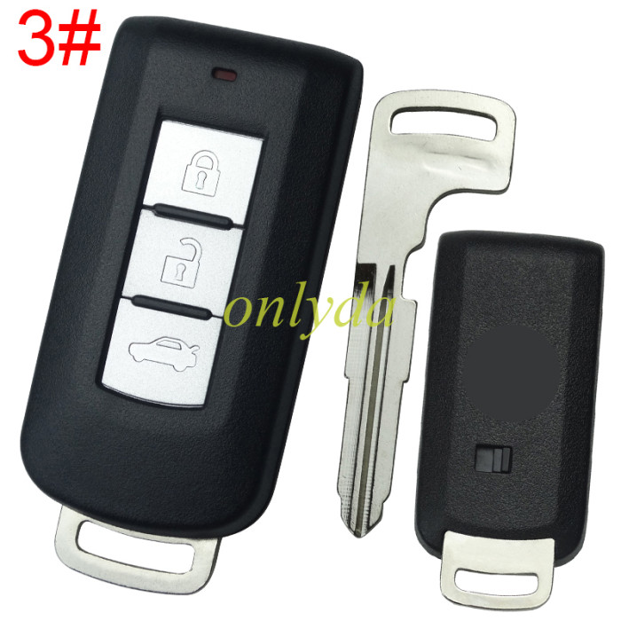 For Mitsubishi 2/2+1/3/3+1 button remote key shell with badge (please choose button )