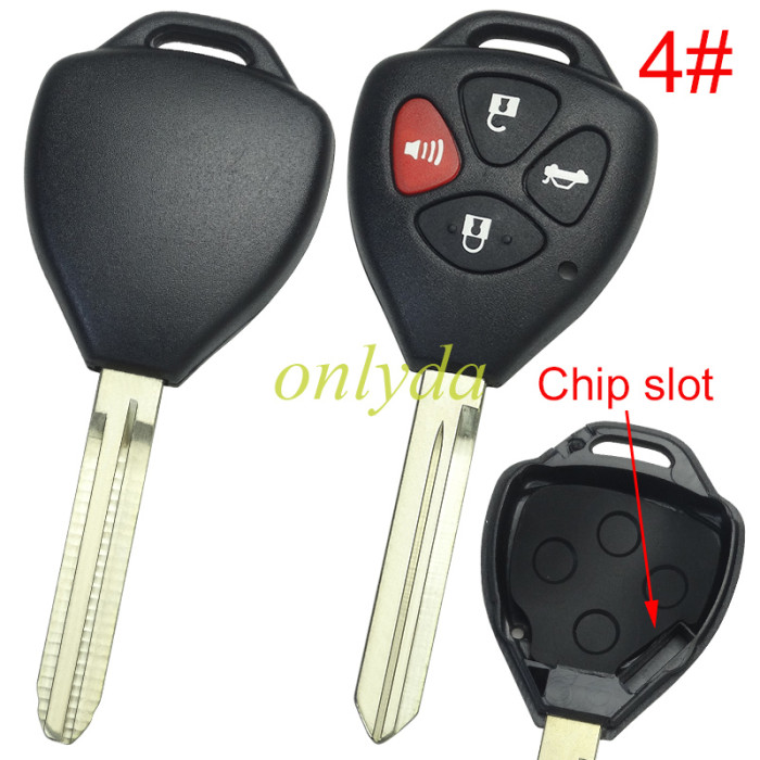 For Toyota  remote key shell with Toy47 blade without badge , pls choose button model