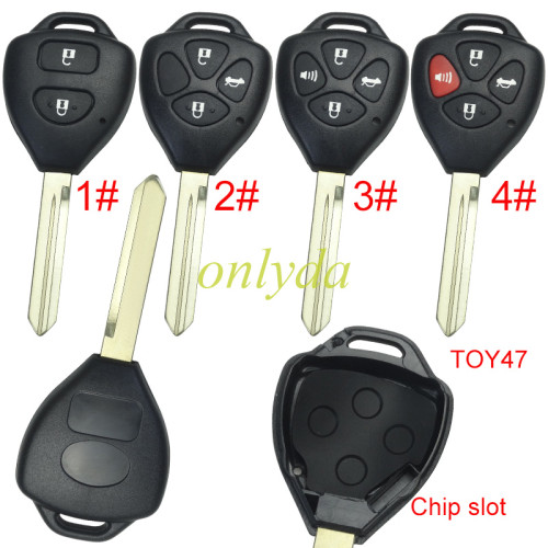 For Toyota  remote key shell with Toy47 blade with badge , pls choose button model