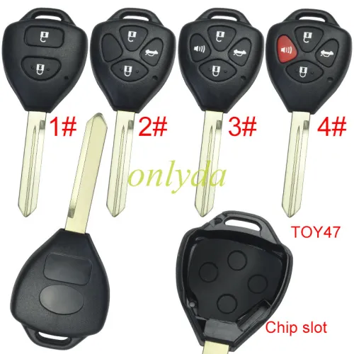 For Toyota  remote key shell with Toy47 blade with badge , pls choose button model