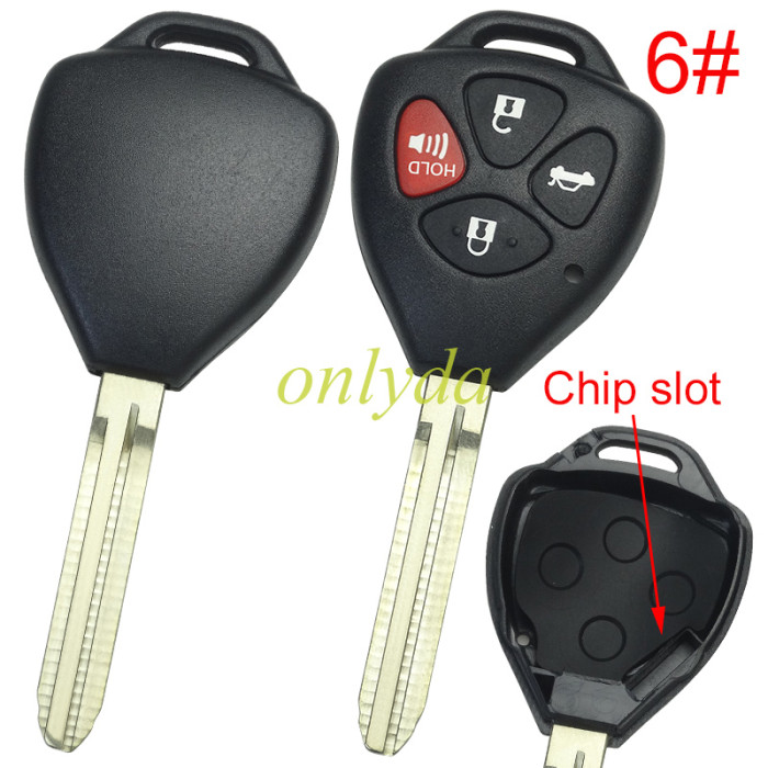 For Toyota  remote key shell with Toy43 blade without badge, pls choose button model