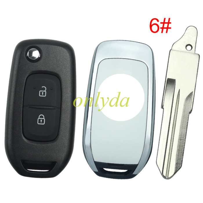 For Renault 2 button flip remote key blank, please choose the blade, with badge