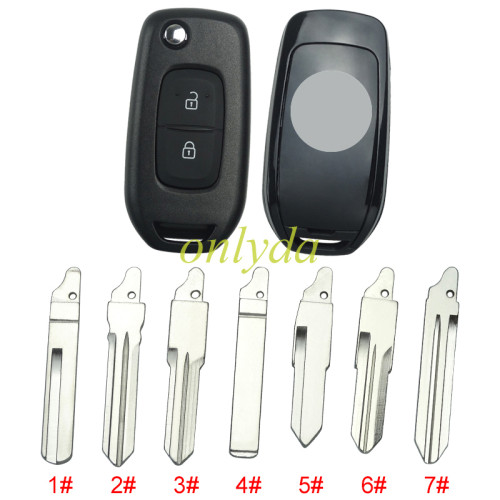 2 button flip remote key blank LO, please choose the blade(with badge)