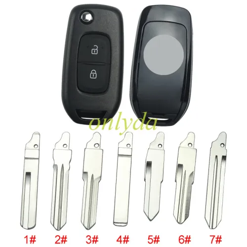 2 button flip remote key blank LO, please choose the blade(with badge)