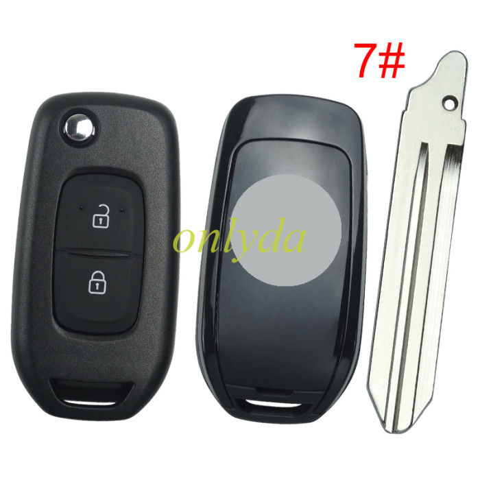 2 button flip remote key blank LO, please choose the blade(with badge)